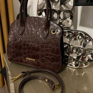 Brahmin Elegant Brown Crocodile-Embossed Women's Handbag